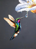 Acrylic Hummingbird Painting - Hand-Painted Canvas Wall Art